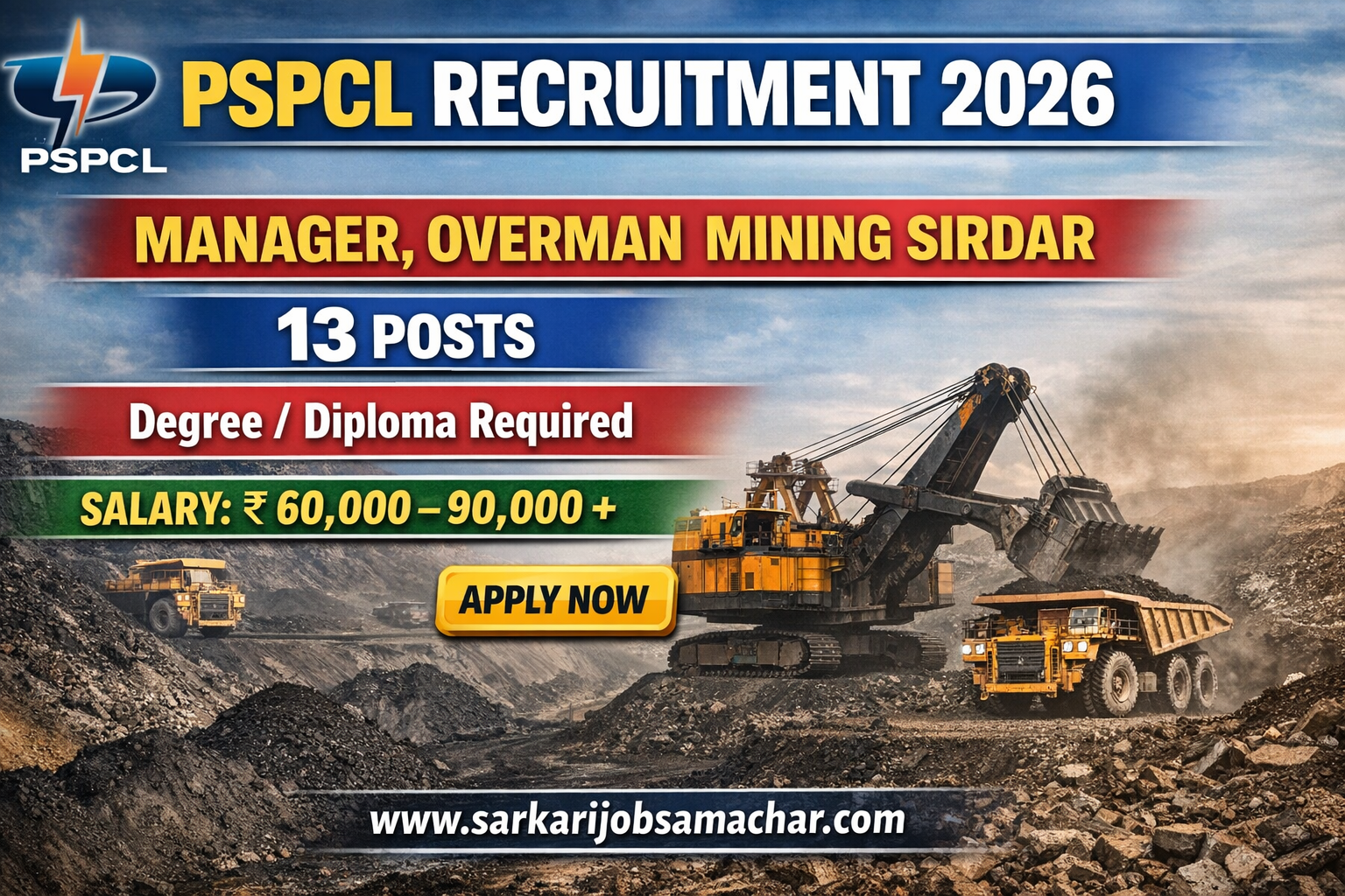 PSPCL Statutory Manpower Recruitment 2026 – Apply Online for 13 Manager, Overman & Mining Sirdar Posts